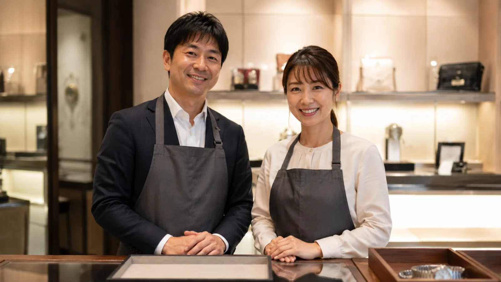 カウンターに立つ査定スタッフ